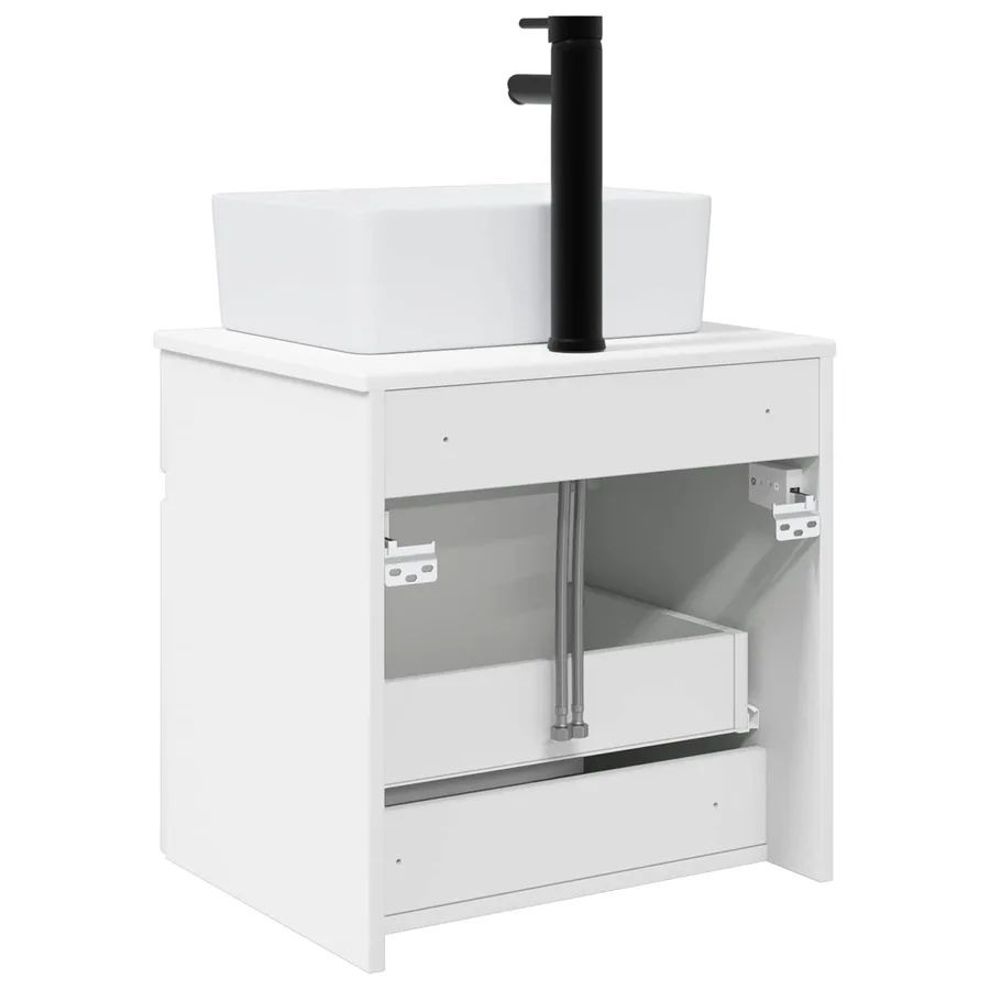 Meuble de lavabo mural Blanc brillant 49 x 41 x 63 cm - 4
