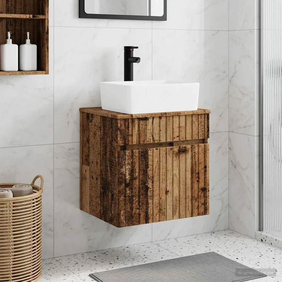 Meuble de lavabo mural Bois ancien 49 x 41 x 63 cm