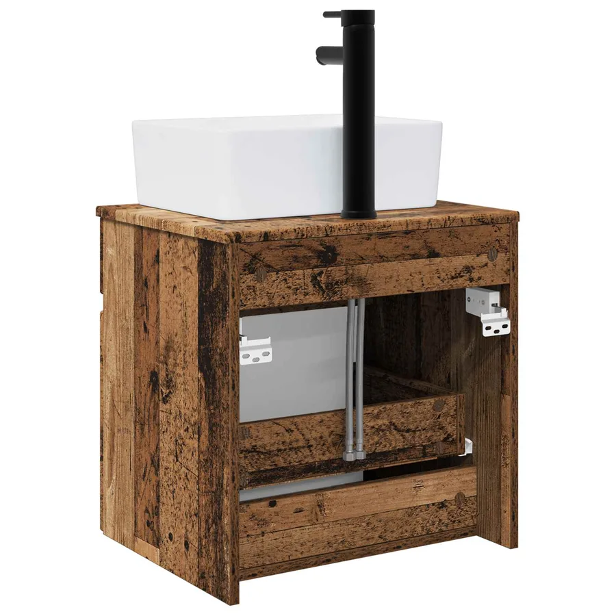 Meuble de lavabo mural Bois ancien 49 x 41 x 63 cm - 4