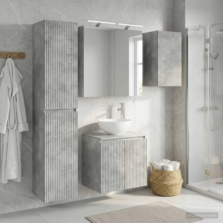 Ensemble d'armoire de salle de bain 5 pcs Gris béton