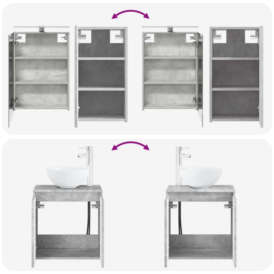 Ensemble d'armoire de salle de bain 5 pcs Gris béton - 14