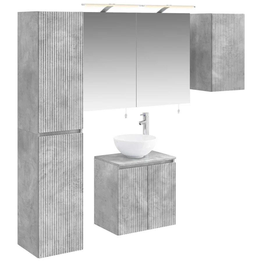Ensemble d'armoire de salle de bain 5 pcs Gris béton - 2