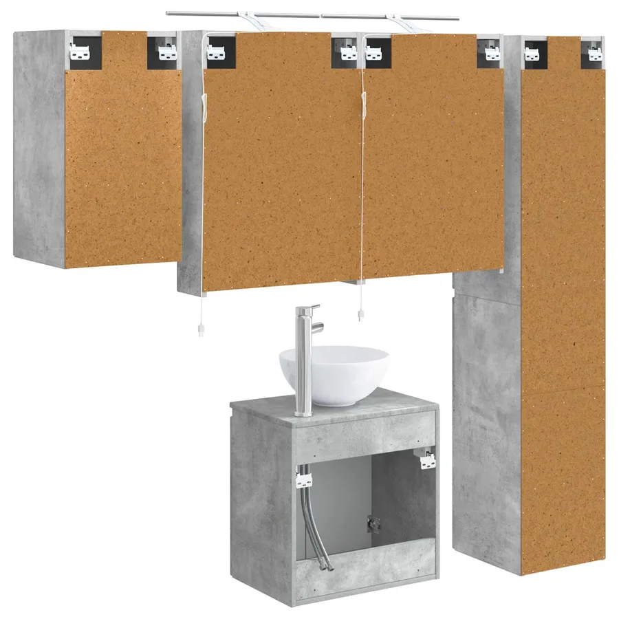 Ensemble d'armoire de salle de bain 5 pcs Gris béton - 9