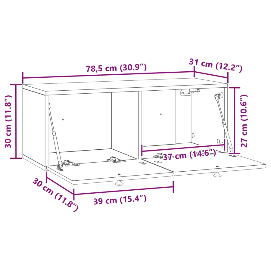 Meuble TV mural 78,5 x 31 x 30 cm Blanc brillant - 11