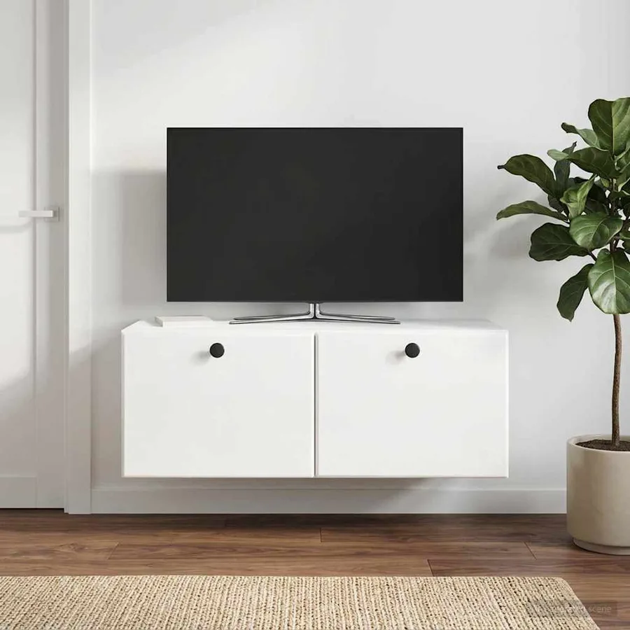 Meuble TV mural 78,5 x 31 x 30 cm Blanc brillant - 4