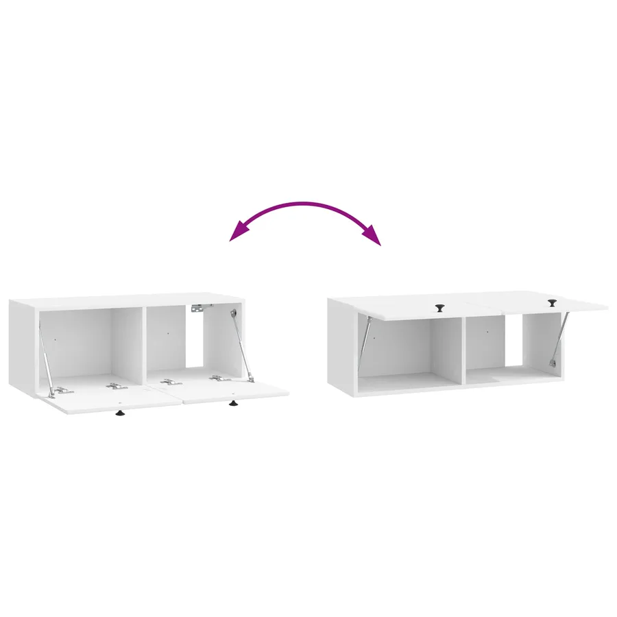 Meuble TV mural 78,5 x 31 x 30 cm Blanc brillant - 8