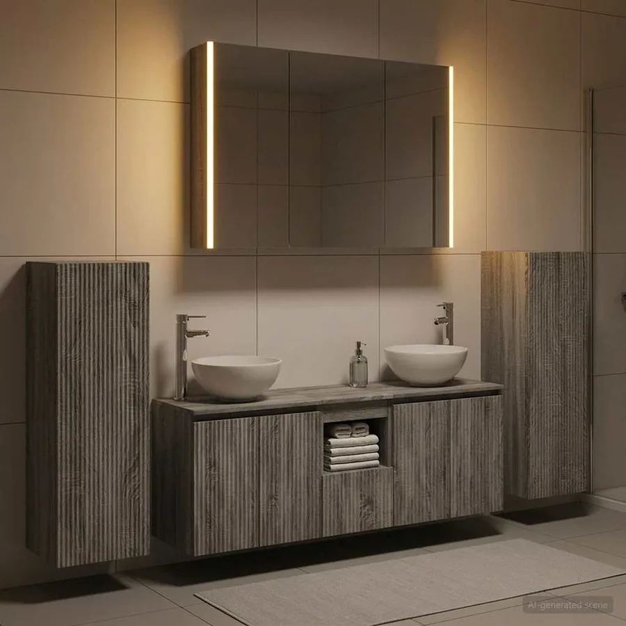 Ensemble de mobilier de salle de bain 6 pcs Sonoma gris - 4