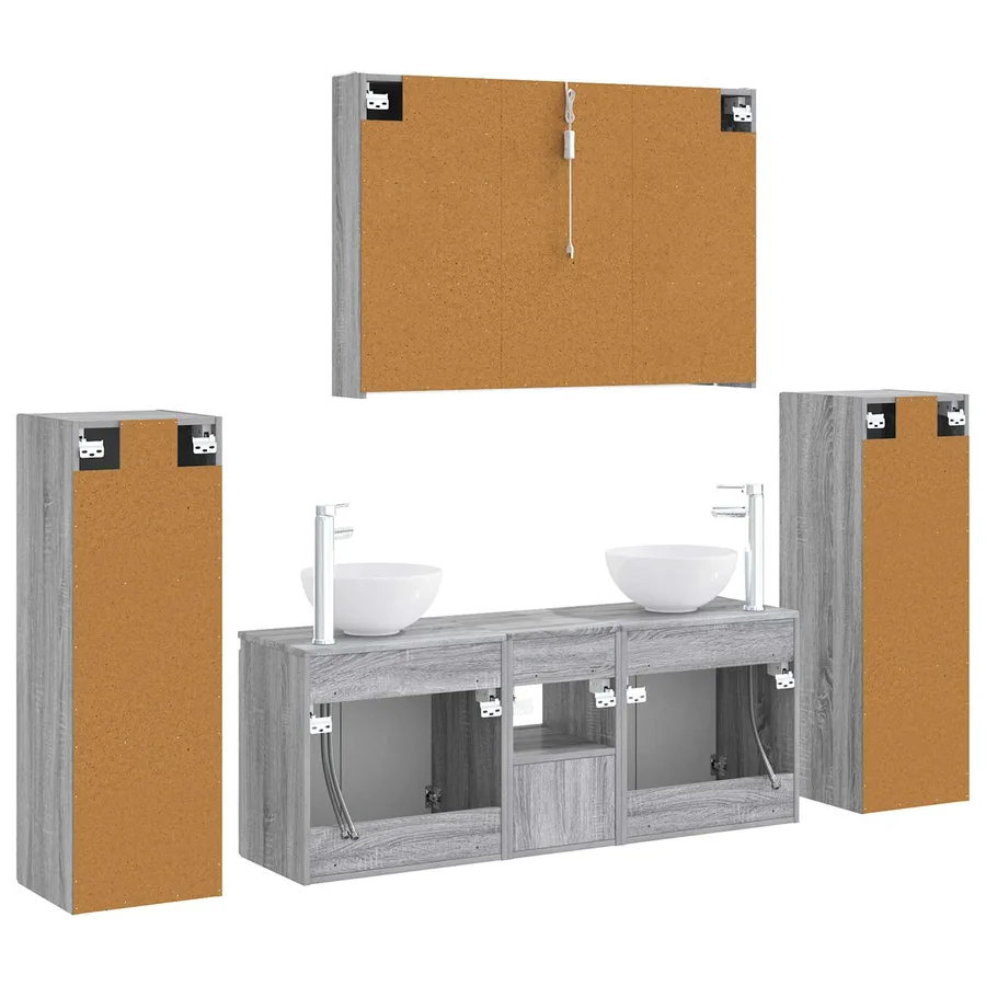Ensemble de mobilier de salle de bain 6 pcs Sonoma gris - 9