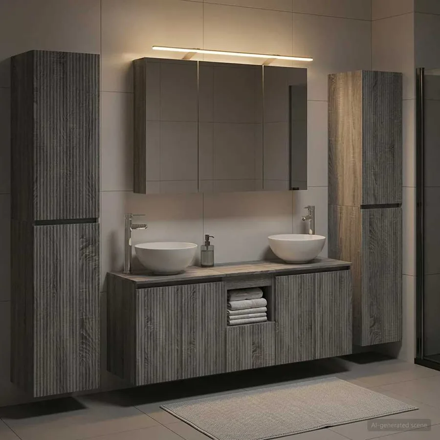 Ensemble de mobilier de salle de bain 6 pcs Sonoma gris - 4
