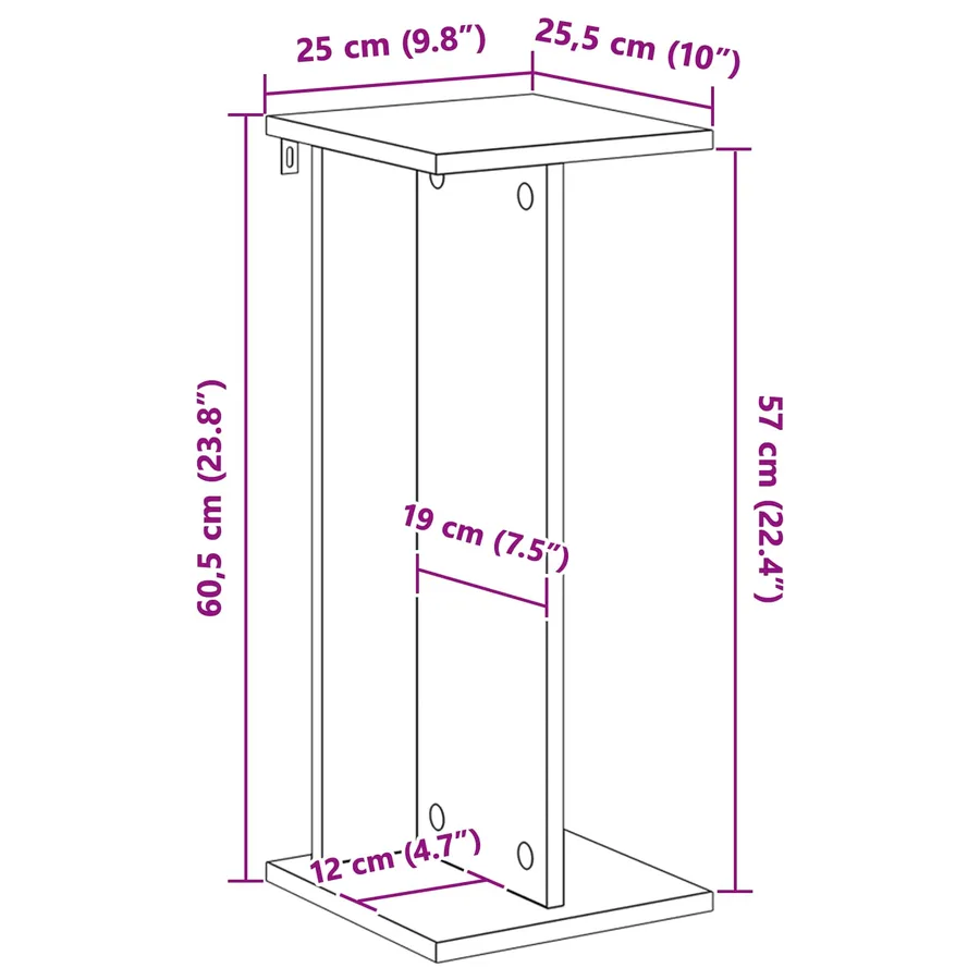 Support de Plante Chêne Sonoma 25 x 25,5 x 60,5 cm - 9