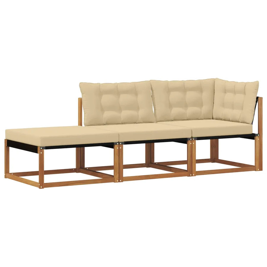 Unités de sofa sectionnel d'extérieur 3 Pièce Naturel - 2