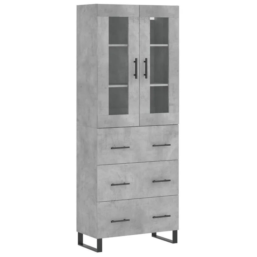 Buffet haut Gris béton 69,5x34x180 cm Bois d'ingénierie - 2