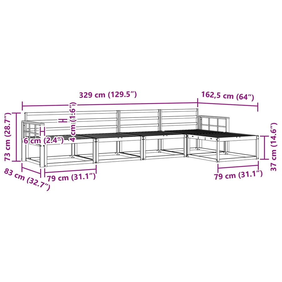 Ensemble de canapés d'extérieur 5 pcs Naturel - 8