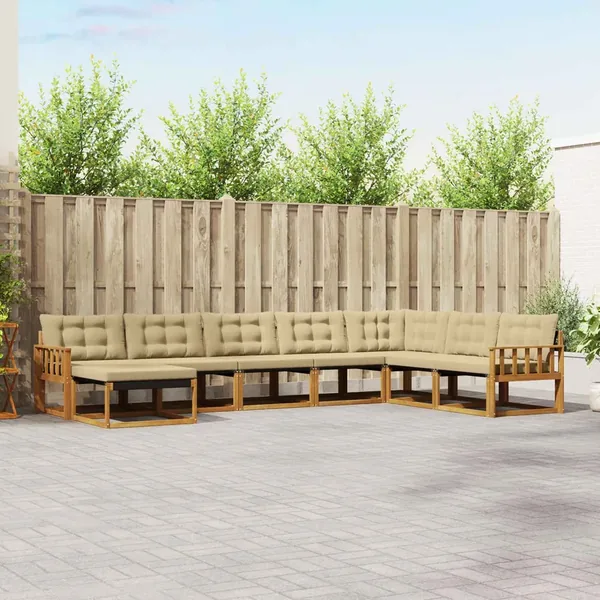 Ensemble de canapés d'extérieur 8 pcs Naturel et Beige