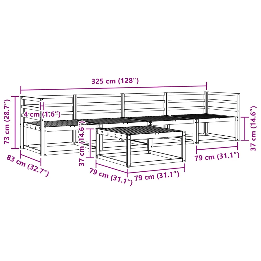 Ensemble de canapés d'extérieur 5 pcs Naturel - 10