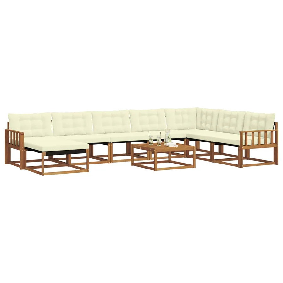 Ensemble de canapés d'extérieur 9 pcs Naturel et Crème - 3