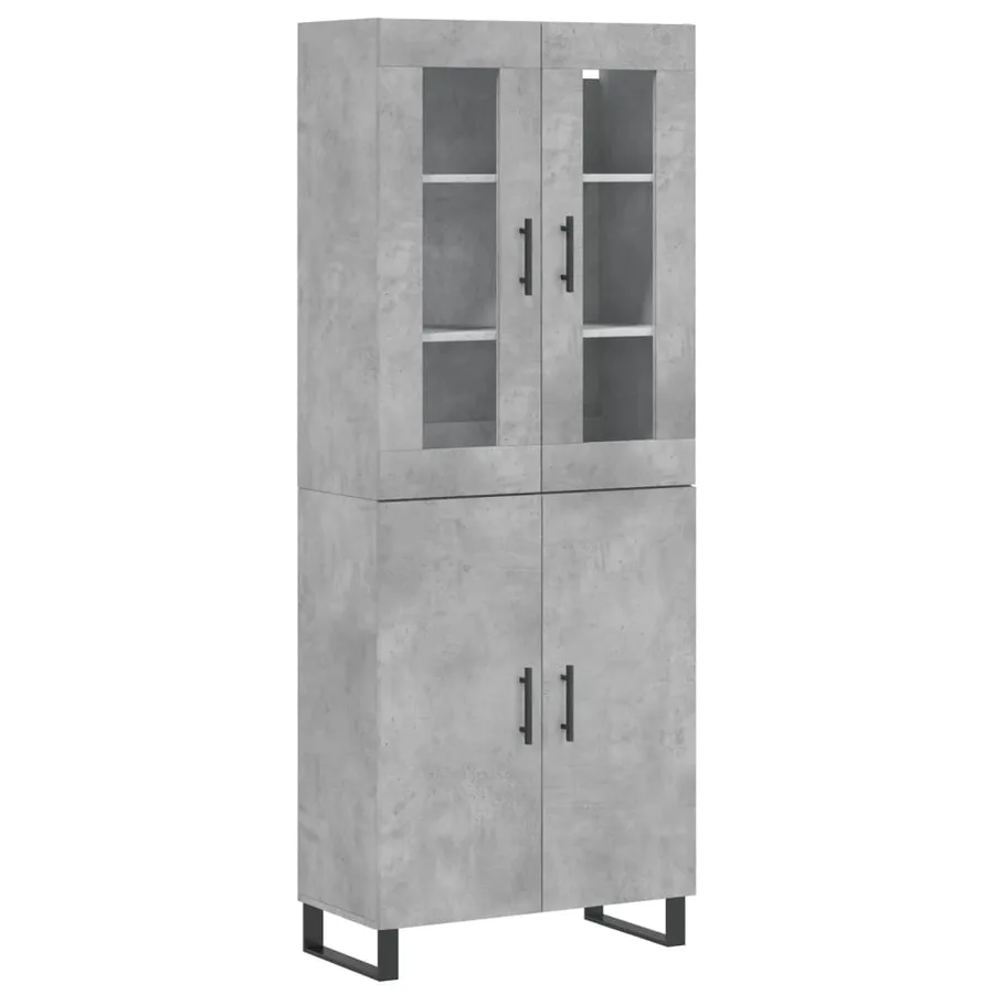 Buffet haut Gris béton 69,5x34x180 cm Bois d'ingénierie - 2