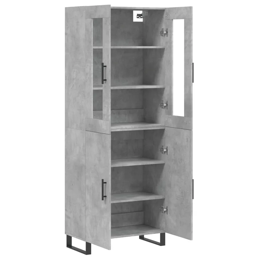 Buffet haut Gris béton 69,5x34x180 cm Bois d'ingénierie - 4