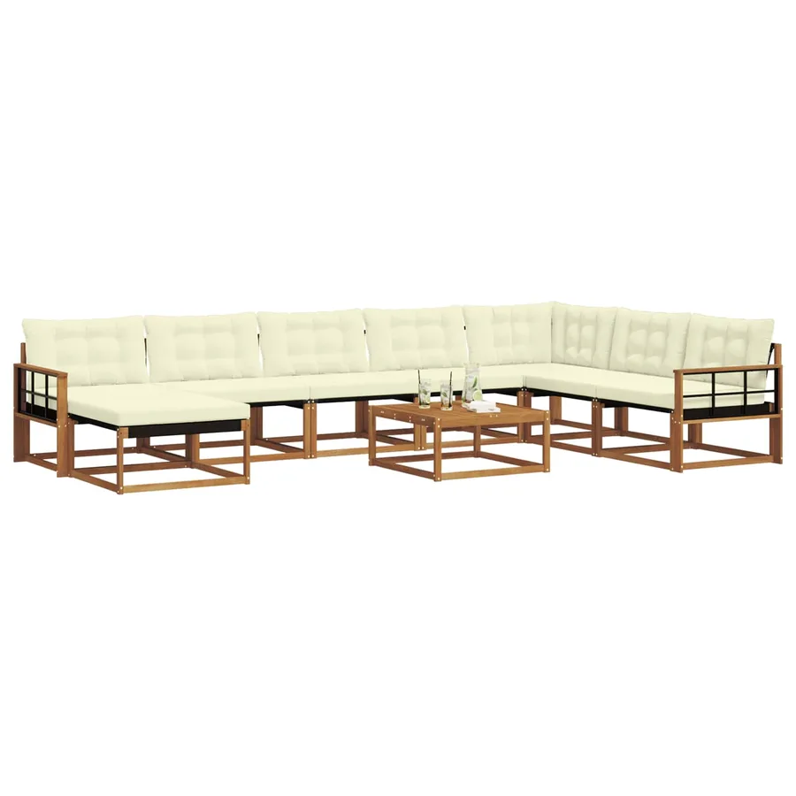 Ensemble de canapés d'extérieur 9 pcs Naturel et Crème - 3