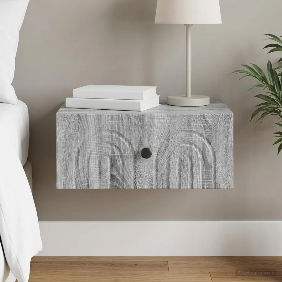 Cabinet de chevet mural Sonoma gris 49 x 34,5 x 20 cm