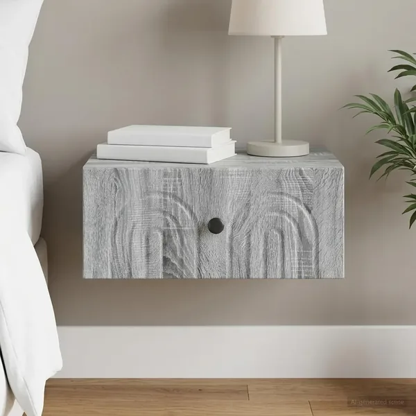 Cabinet de chevet mural Sonoma gris 49 x 34,5 x 20 cm
