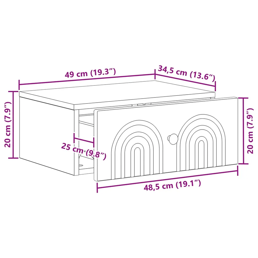 Cabinet de chevet mural 2 pcs Noir 49 x 34,5 x 20 cm - 11