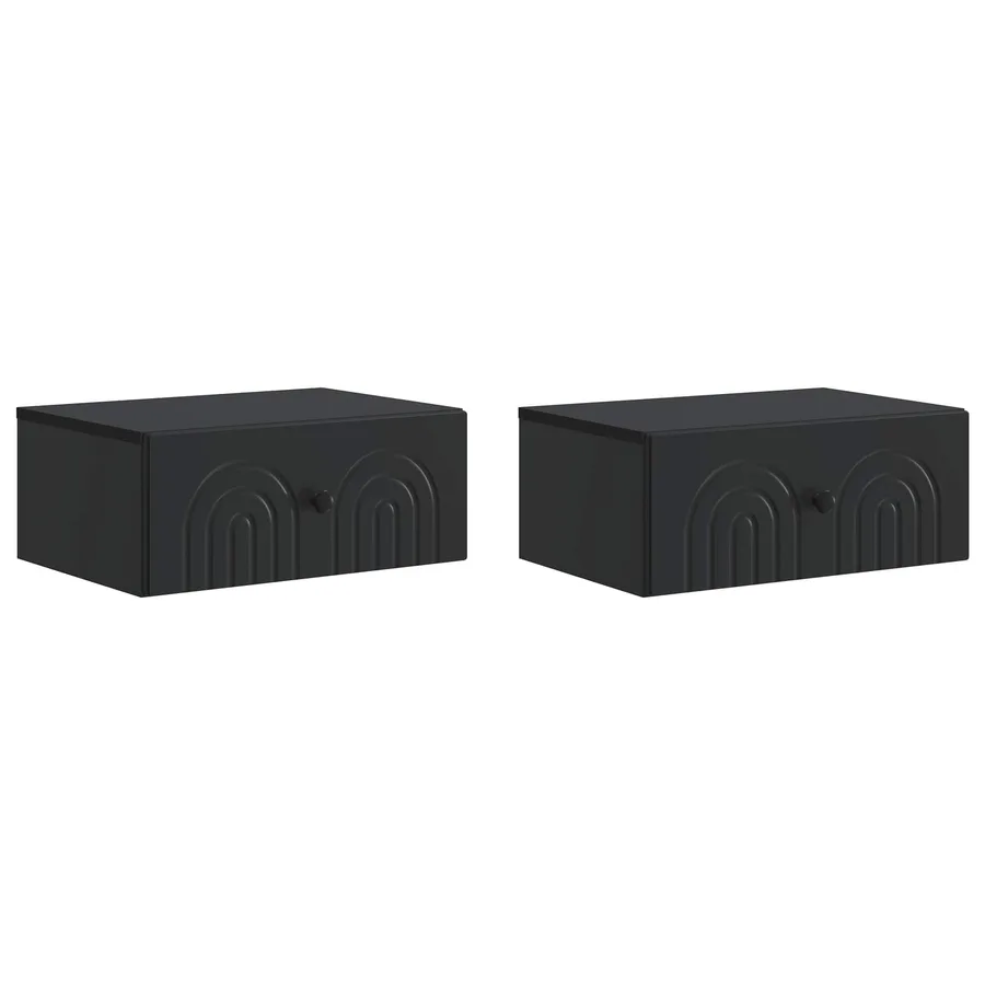 Cabinet de chevet mural 2 pcs Noir 49 x 34,5 x 20 cm - 2
