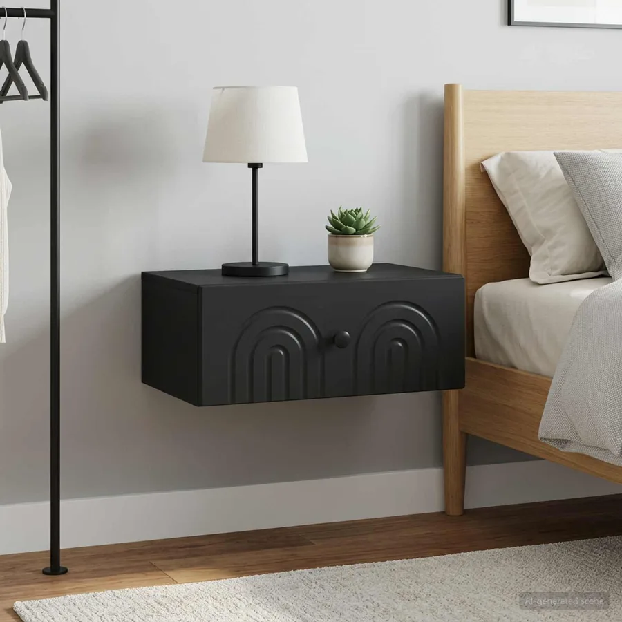 Cabinet de chevet mural 2 pcs Noir 49 x 34,5 x 20 cm - 4