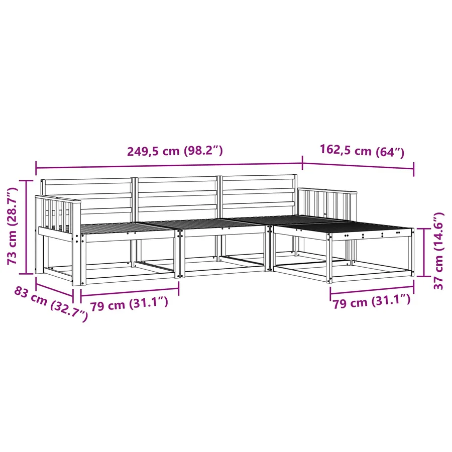 Ensemble de canapés d'extérieur 4 pcs Naturel - 8