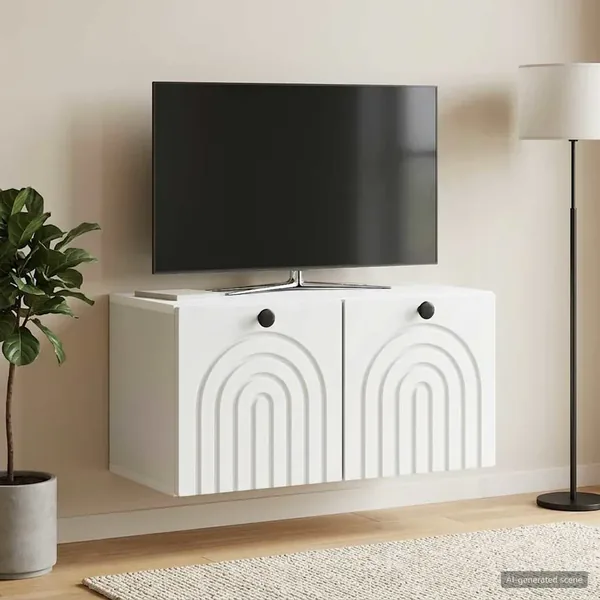 Meuble TV mural Blanc 59,5 x 31 x 30 cm Bois d'ingénierie
