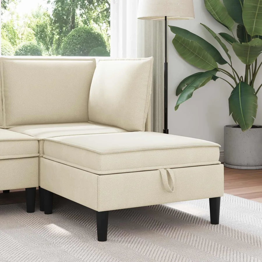Pouf avec Rangement Crème Velours