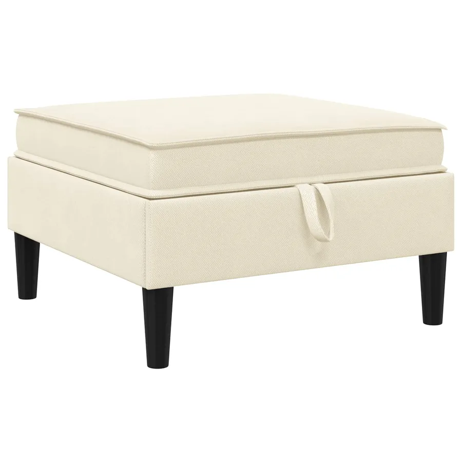 Pouf avec Rangement Crème Velours - 2