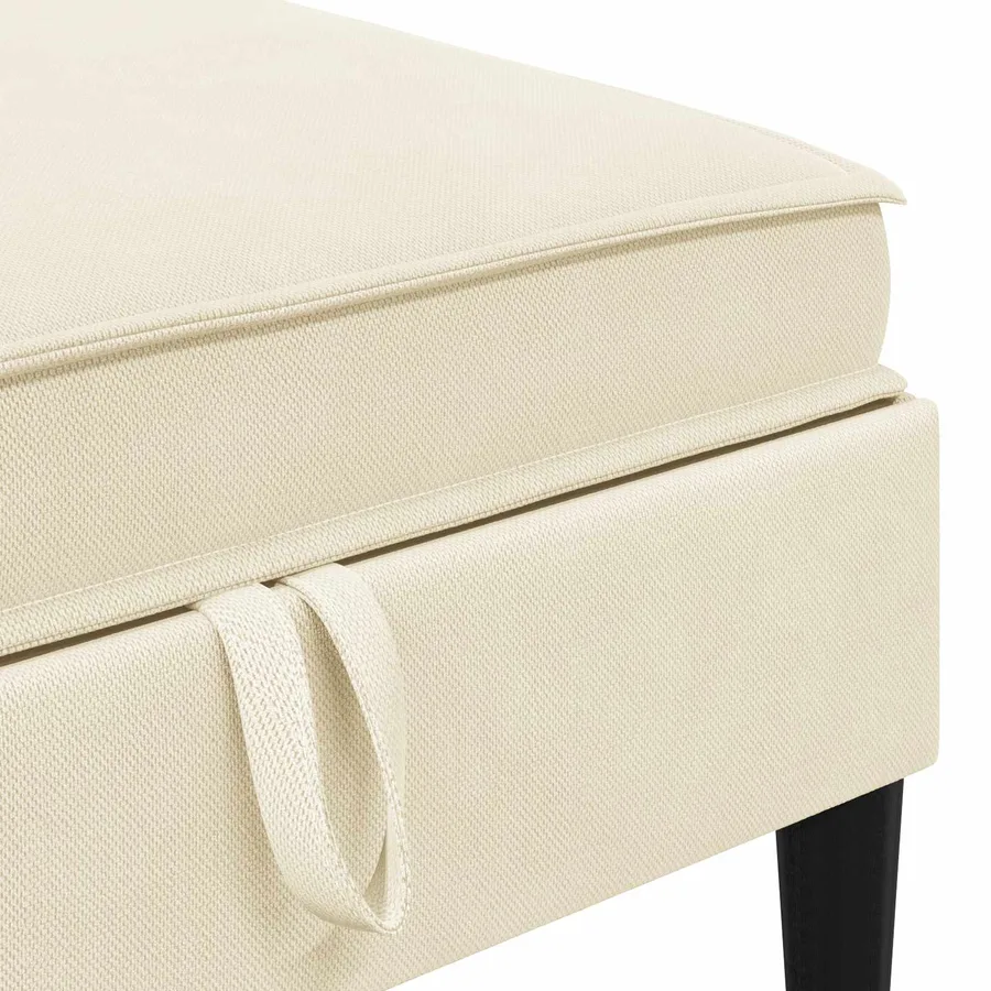 Pouf avec Rangement Crème Velours - 7