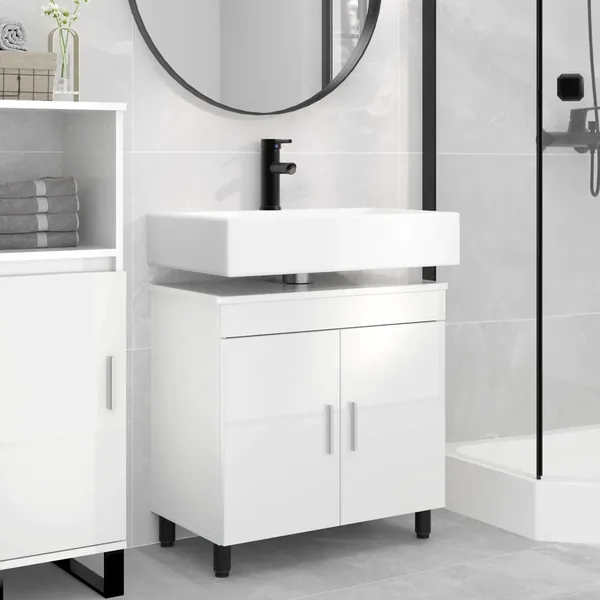Unité de vanité de salle de bain Blanc brillant 60 x 35 x 60 cm