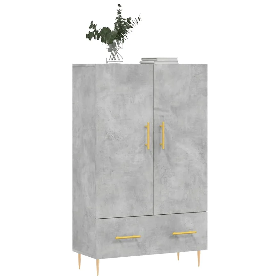 Buffet haut gris béton 69,5x31x115 cm bois d'ingénierie - 3