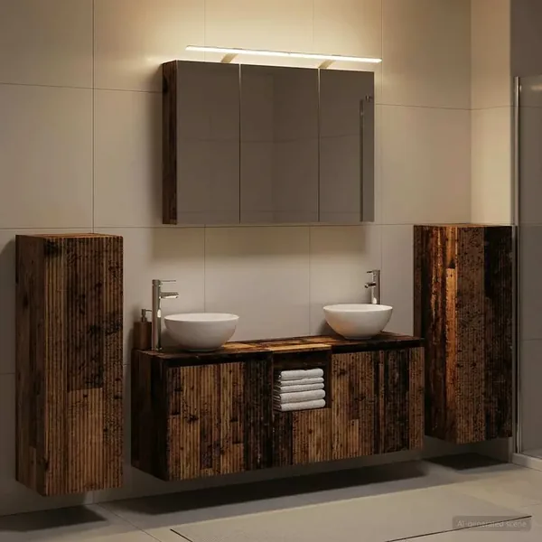 Ensemble de mobilier de salle de bain 6 pcs Bois ancien