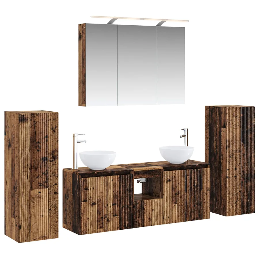Ensemble de mobilier de salle de bain 6 pcs Bois ancien - 2
