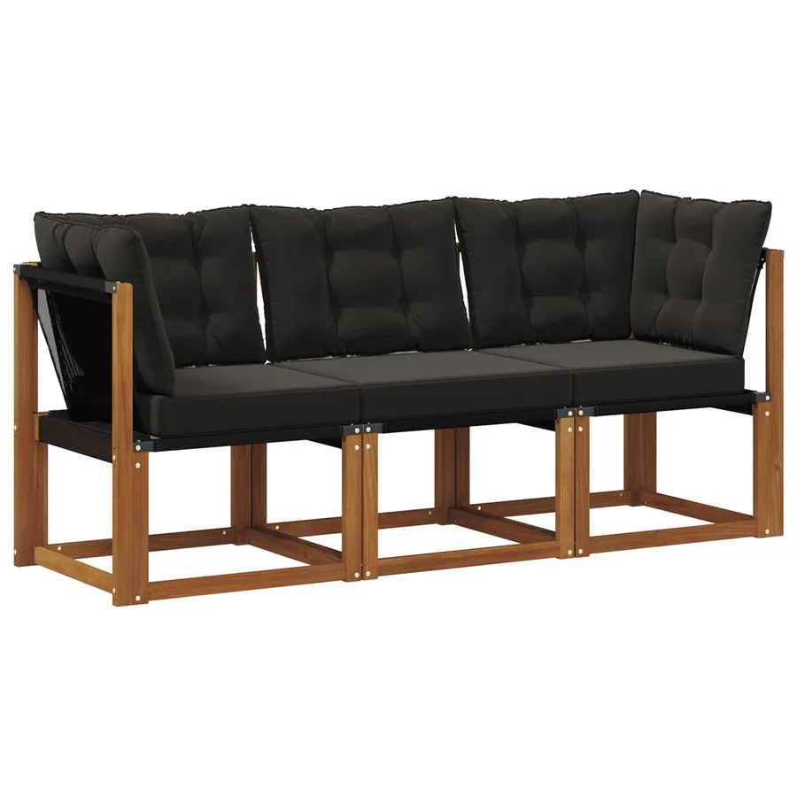 Canapé d’extérieur milieu et coin avec coussin 3 Pièce Naturel - 2