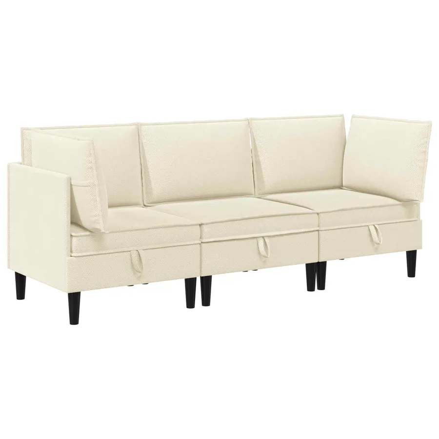 Ensemble de meubles pour le salon 3 pcs Crème Tissu - 2