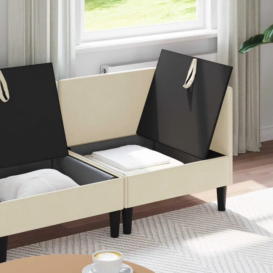 Ensemble de meubles pour le salon 3 pcs Crème Tissu - 3
