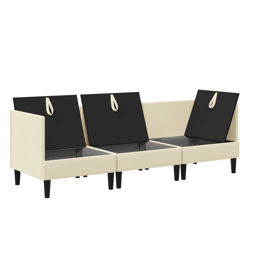 Ensemble de meubles pour le salon 3 pcs Crème Tissu - 4