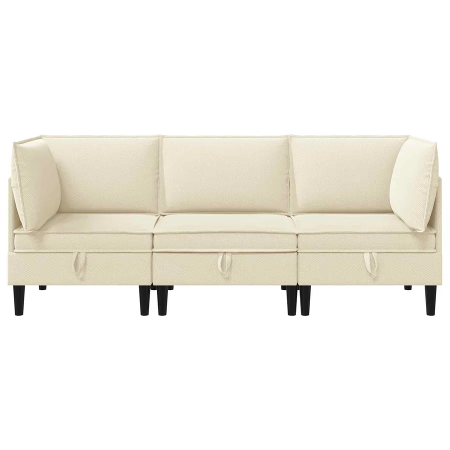 Ensemble de meubles pour le salon 3 pcs Crème Tissu - 7