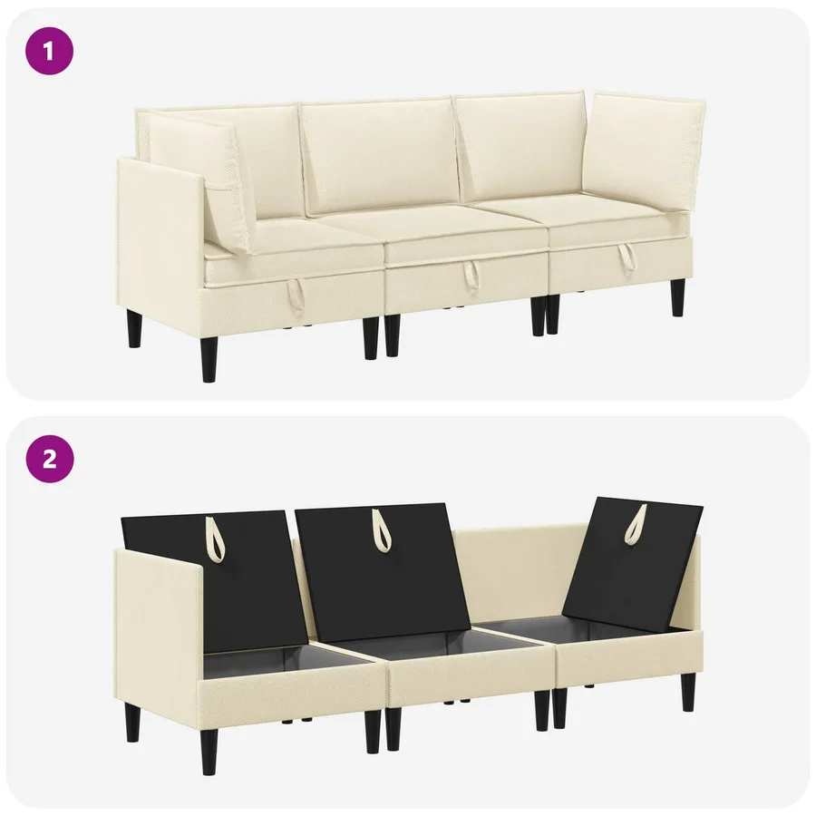 Ensemble de meubles pour le salon 3 pcs Crème Tissu - 9