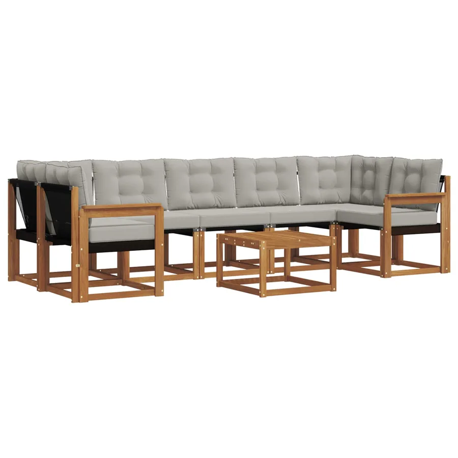 Ensemble de canapés d'extérieur 8 pcs Gris Naturel et Clair - 2