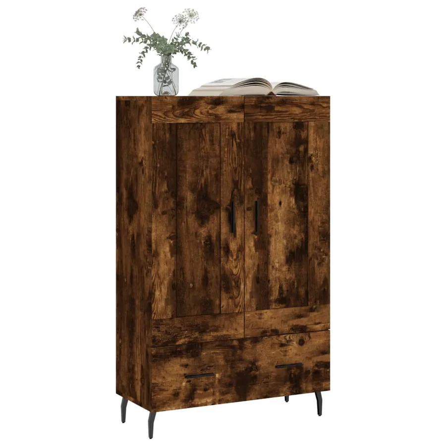 Buffet haut chêne fumé 69,5x31x115 cm bois d'ingénierie - 3