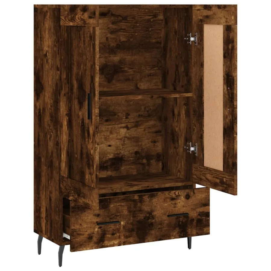 Buffet haut chêne fumé 69,5x31x115 cm bois d'ingénierie - 6