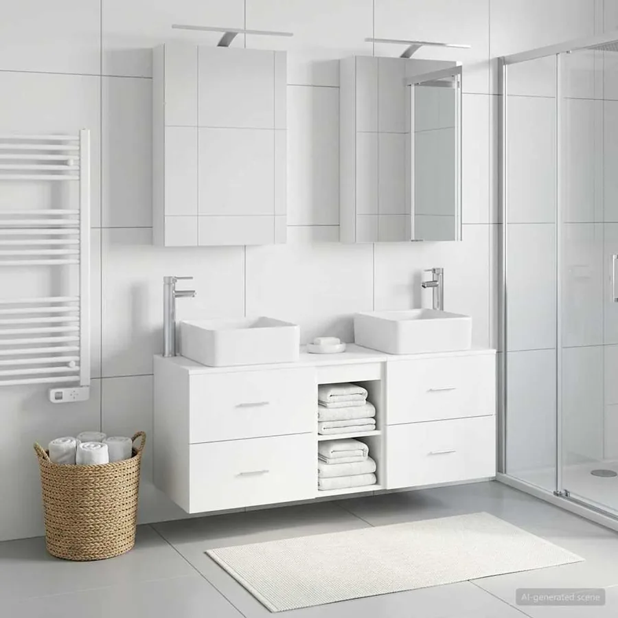 Ensemble de mobilier de salle de bain 5 pcs Blanc