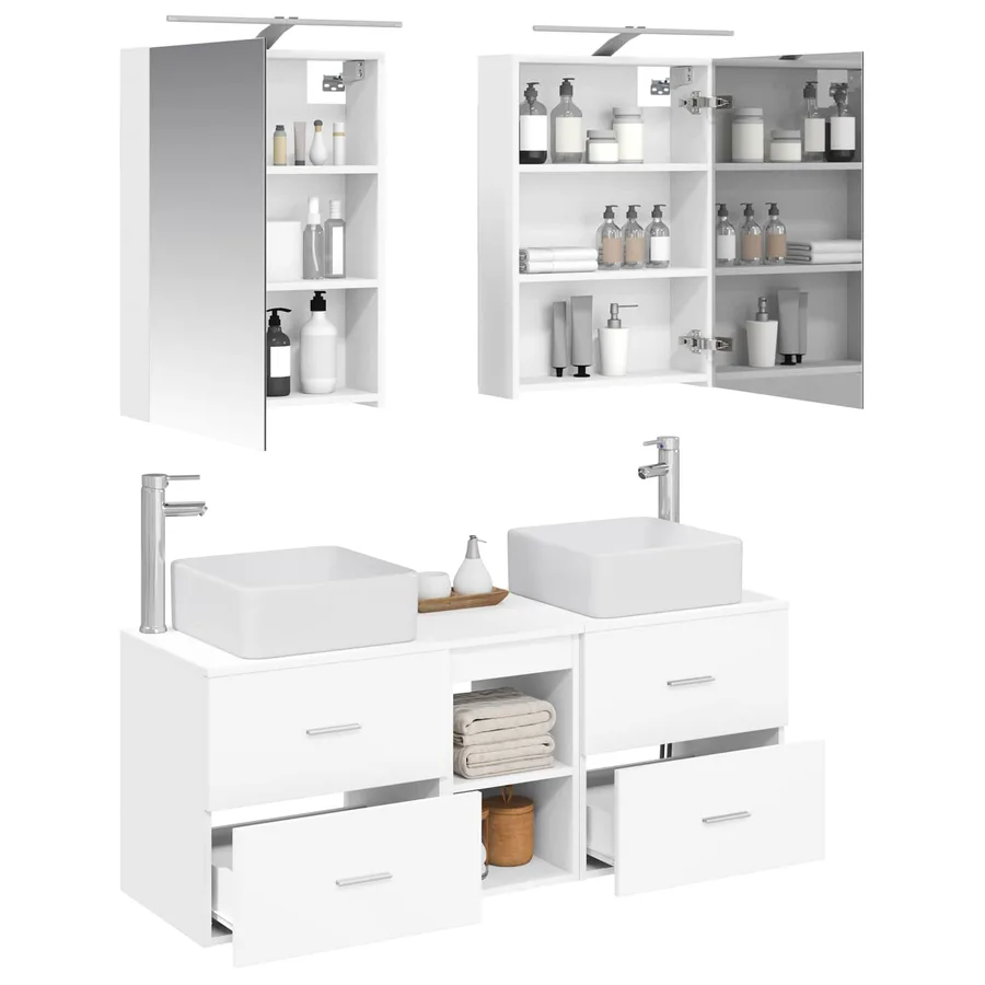 Ensemble de mobilier de salle de bain 5 pcs Blanc - 3