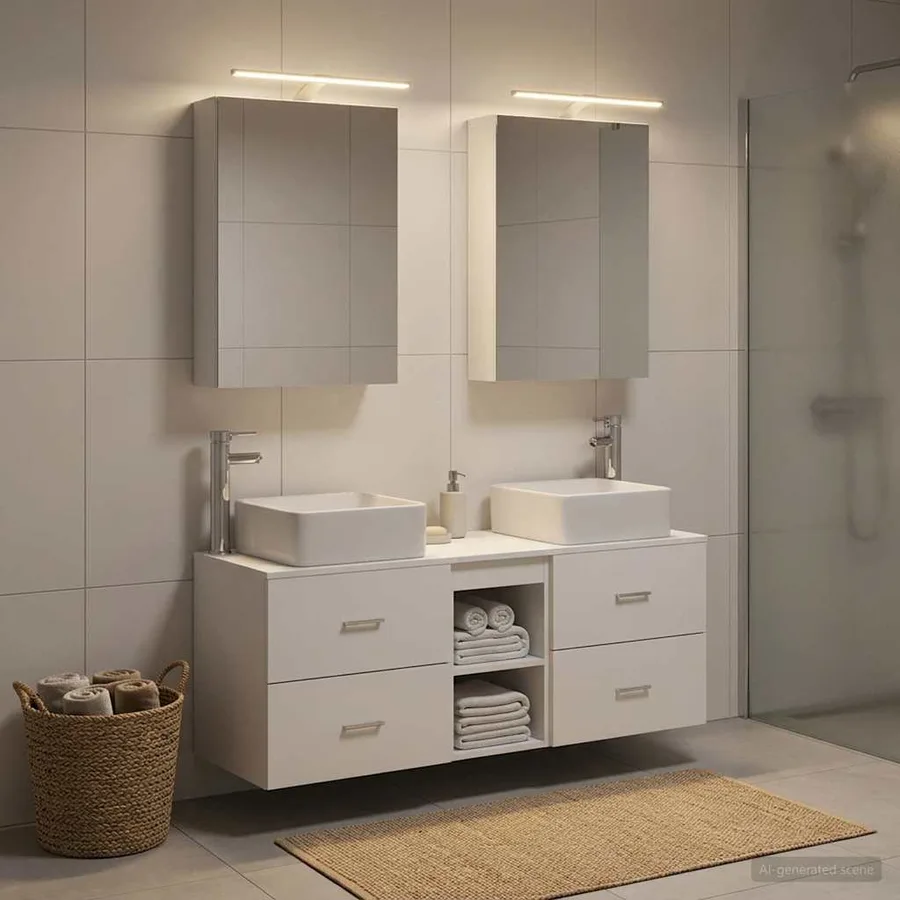 Ensemble de mobilier de salle de bain 5 pcs Blanc - 4