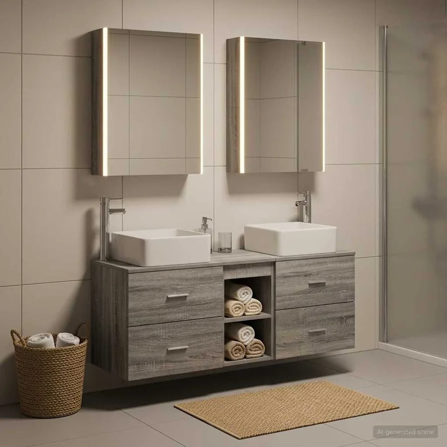 Ensemble de mobilier de salle de bain 5 pcs Sonoma gris
